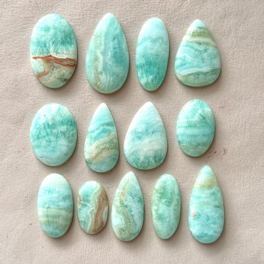 29-43mm Blue Carribean Calcite Cabochon Smooth - Choose your Stone (W7)