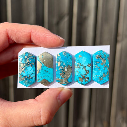 Morenci Turquoise (with Pyrite) Hexagonal Cabochon Smooth - Choose your Stone (W15)