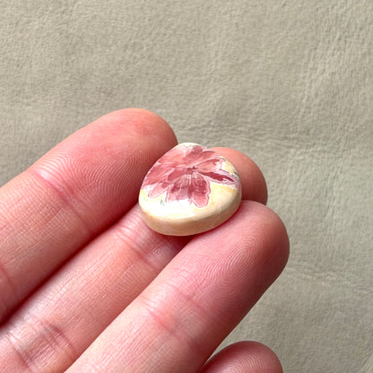 ‘Blushing Blossom' Rhodochrosite Teardrop Cabochon - 20mm x 16.5mm (W3)