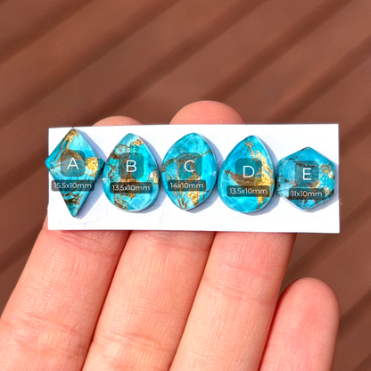 Copper Mohave Turquoise & Quartz Doublet Cabochon Smooth - Choose your Stone (W3)