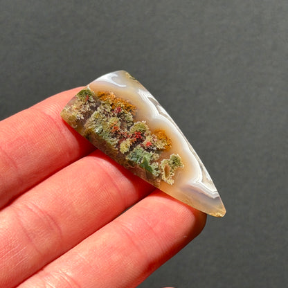 ‘Crescent over the Wild' Nebula Moss Agate Triangle Cabochon - 42.5mm x 24mm (W17)