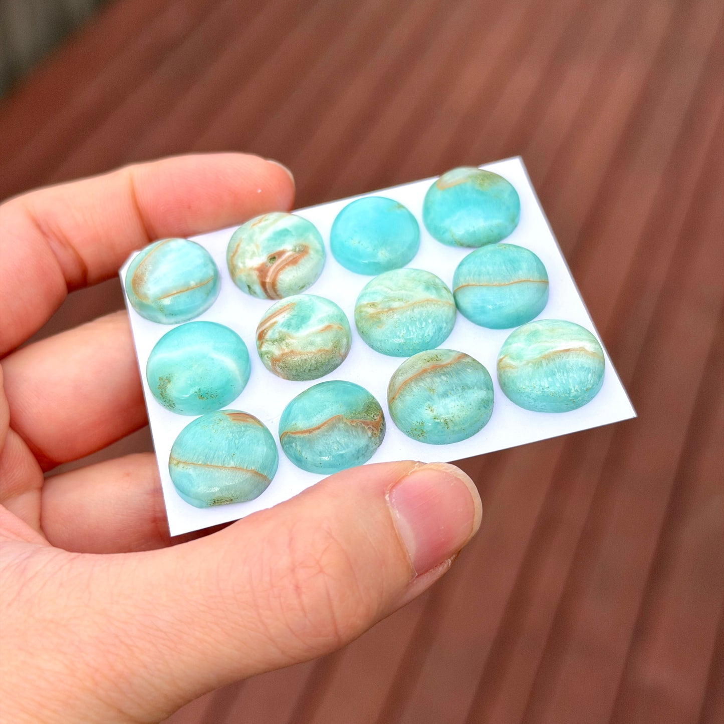 15mm Blue Carribean Calcite Cabochon Round Smooth - Choose your Stone (W12)