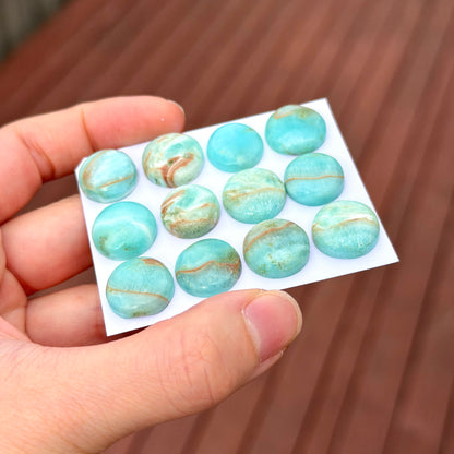 15mm Blue Carribean Calcite Cabochon Round Smooth - Choose your Stone (W12)
