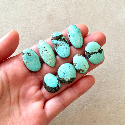 Pale Blue Hubei Turquoise Cabochon Smooth (Backed) - Choose your Stone (W12)