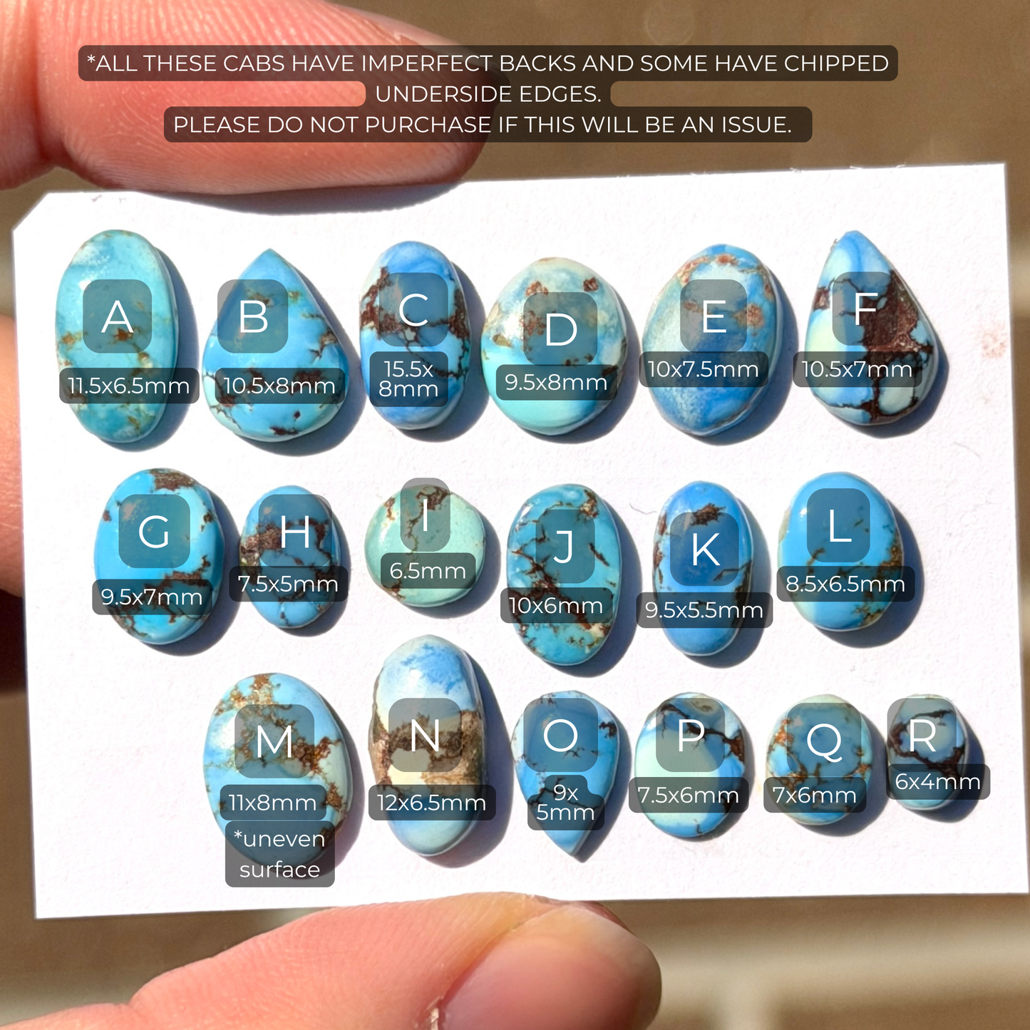 6-12mm Mini Golden Hills Turquoise Cabochon Smooth - Choose your Stone (W14)