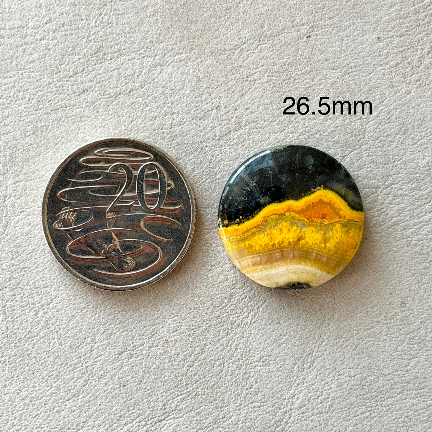 ‘The Sleeping Volcano’ Bumblebee Jasper Round Cabochon - 26.5mm (W16)