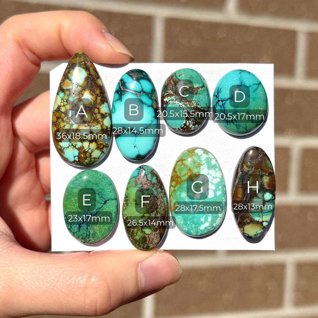 20-36mm Hubei Turquoise Cabochon Smooth (Backed) - Choose your Stone (W9)