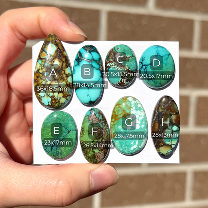 20-36mm Hubei Turquoise Cabochon Smooth (Backed) - Choose your Stone (W9)