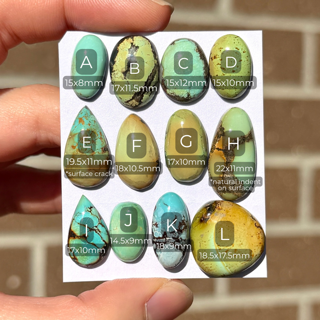 Mini Pastel & Lime Hubei Turquoise Cabochon Smooth (Backed) - Choose your Stone (W9)