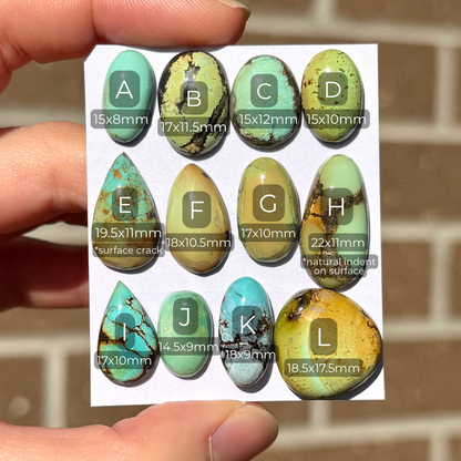 Mini Pastel & Lime Hubei Turquoise Cabochon Smooth (Backed) - Choose your Stone (W9)