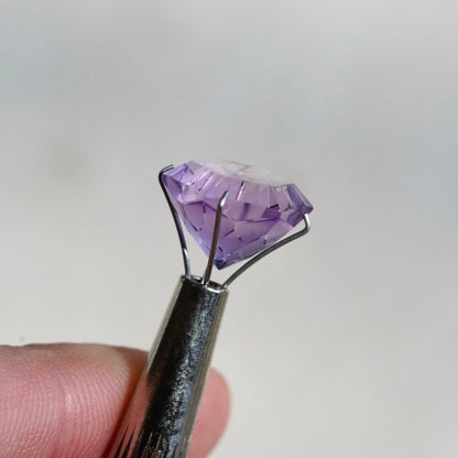 Fantasy cut 'Flower' Amethyst - Hexagonal Faceted Gemstone (Pavilion Back) - 13.5 x 13.5 mm (C-W6)