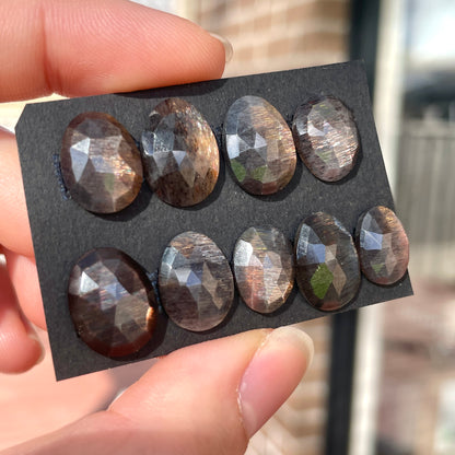 Rainbow Lattice Black Sunstone Cabochon Rose cut - Choose your Stone (W2)