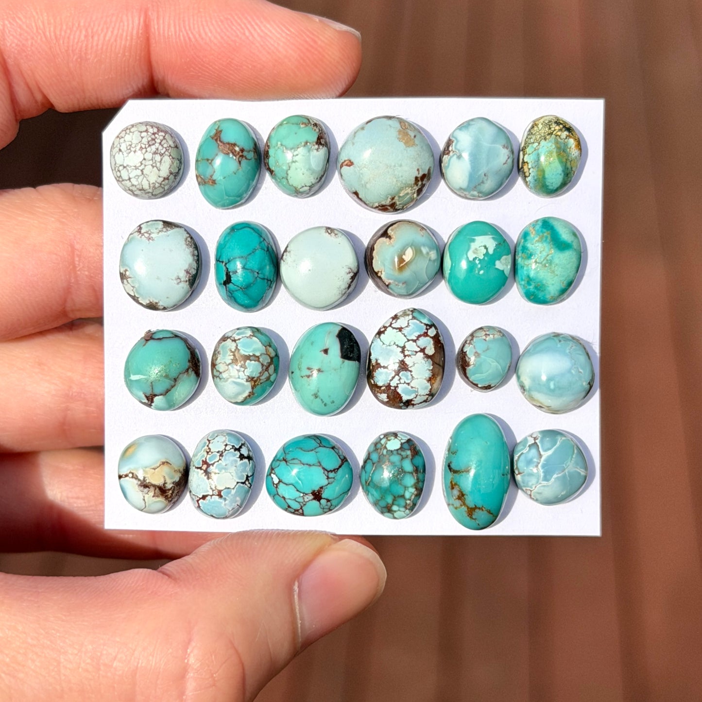 Gobi Desert Turquoise Mini Cabochon Smooth (Backed) - Choose your Stone (W16-A)