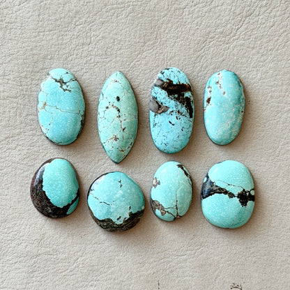 Pale Blue Hubei Turquoise Cabochon Smooth (Backed) - Choose your Stone (W12)