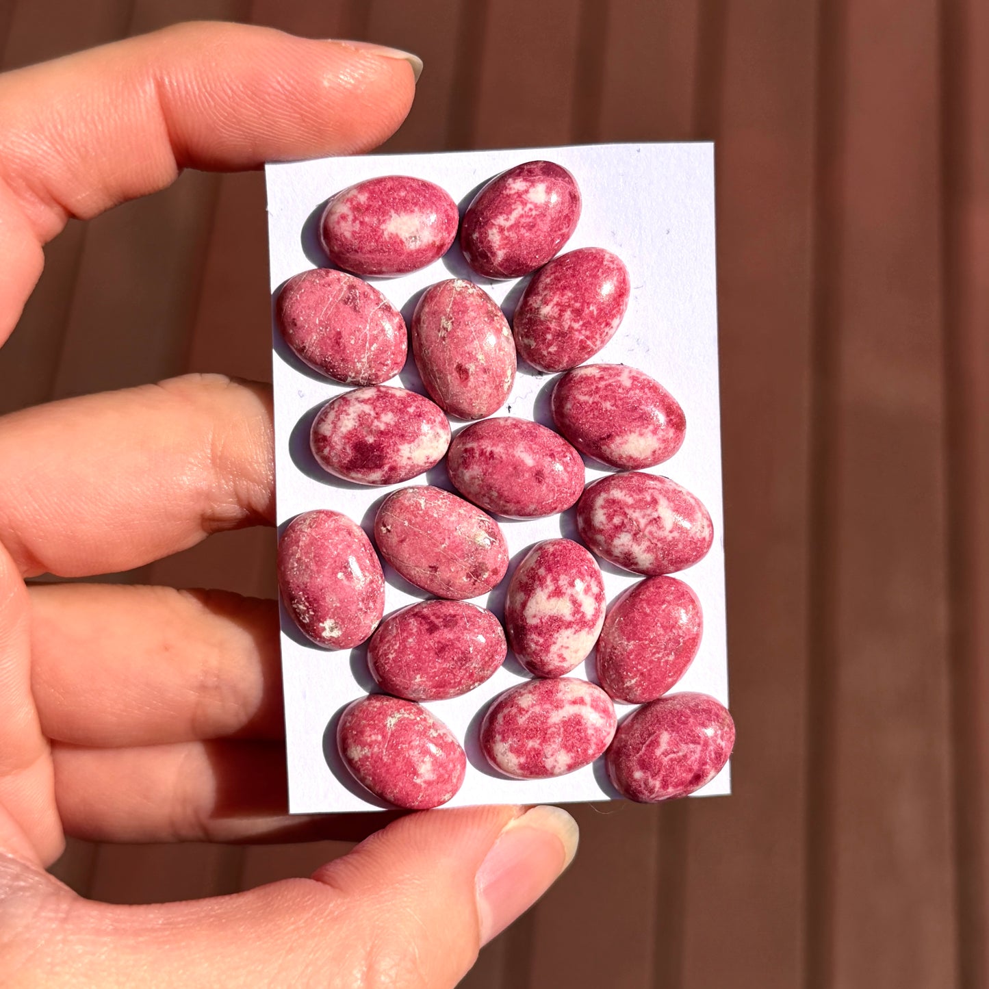 13x10mm Norwegian Thulite Cabochons Smooth Oval - Set of 3 (W10-EY)