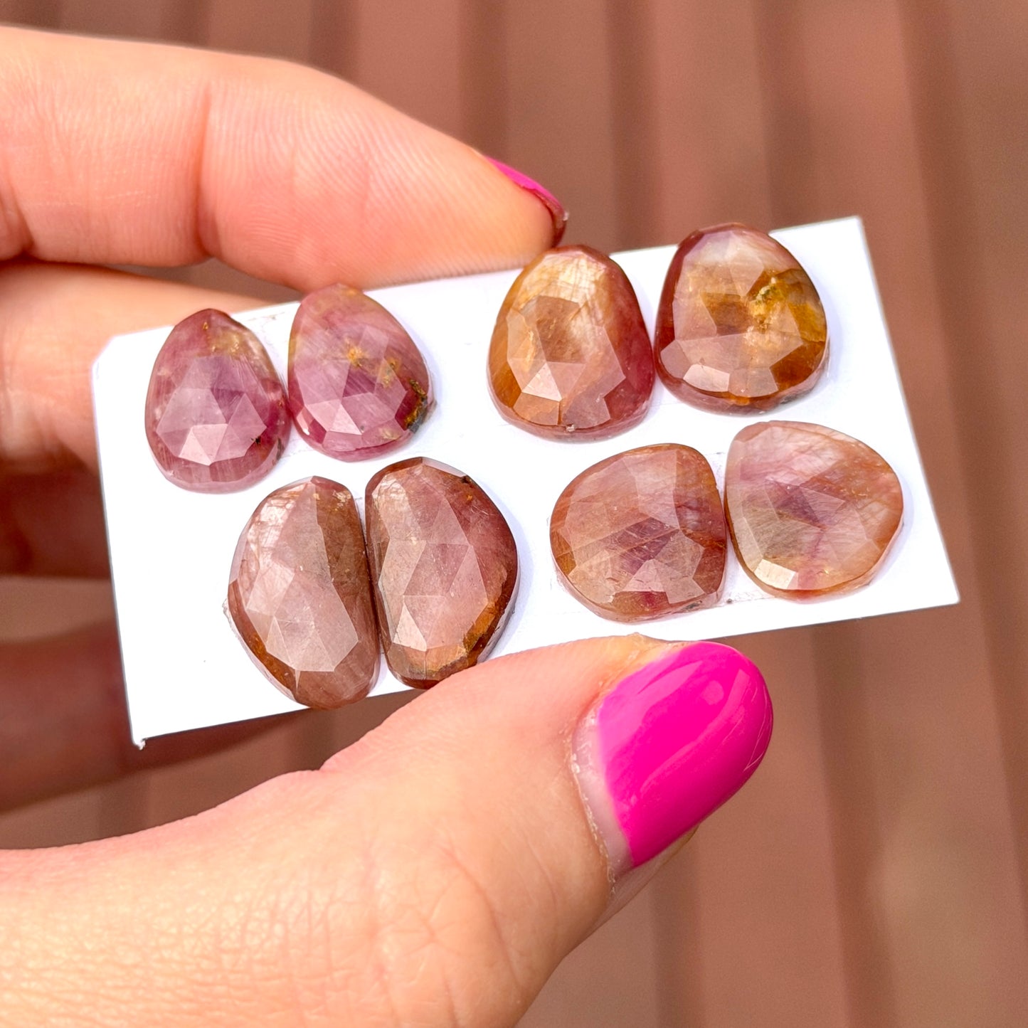 Pink/Yellow Silky Sapphire Cabochon Pairs Rosecut - Choose your Pair (W13)