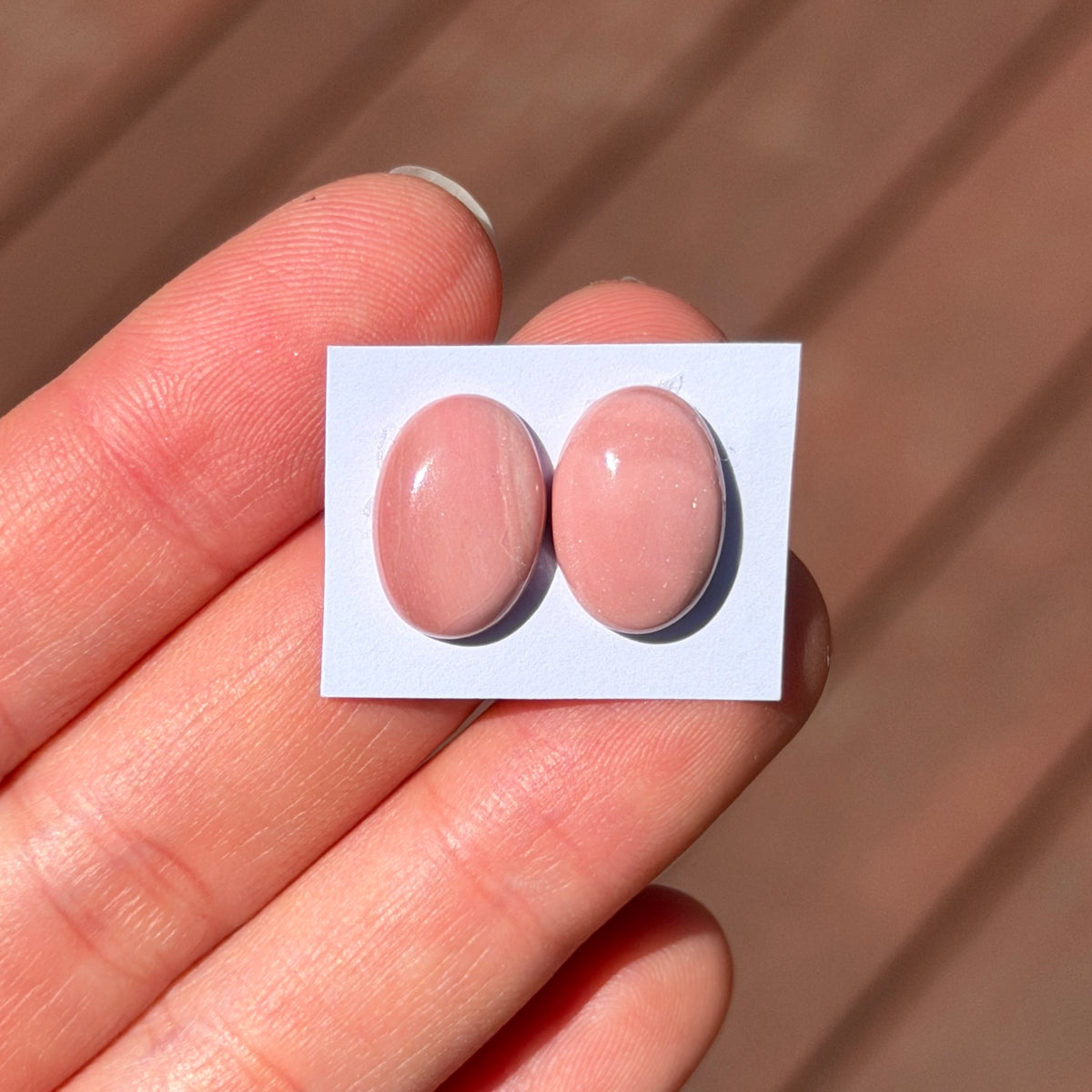 Australian Pink Opal Cabochon Pair - Oval 14mm x 10mm (W17)