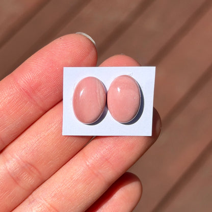 Australian Pink Opal Cabochon Pair - Oval 14mm x 10mm (W17)
