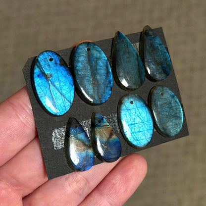 DRILLED Blue Labradorite Cabochon Pairs - Choose your Pair (W12)