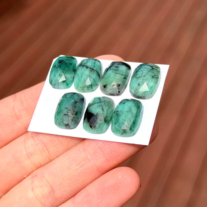 Emerald Rectangle Cabochon Rosecut - 14x10mm - Choose your Stone (W8)