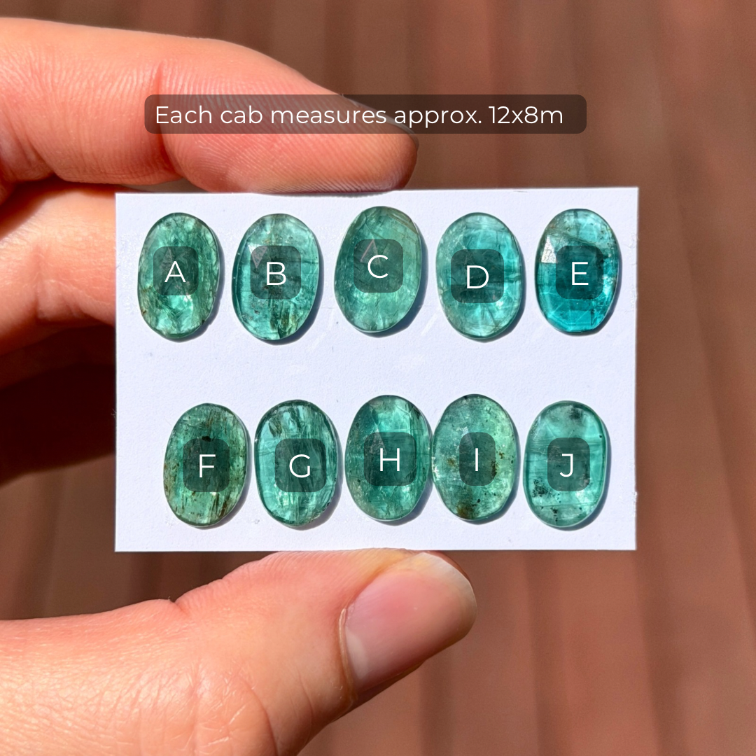 Emerald Kyanite Cabochon Rose cut, 12x8mm - Choose your Stone E13