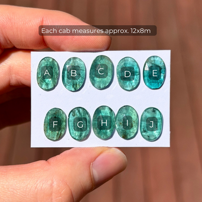 Emerald Kyanite Cabochon Rose cut, 12x8mm - Choose your Stone E13