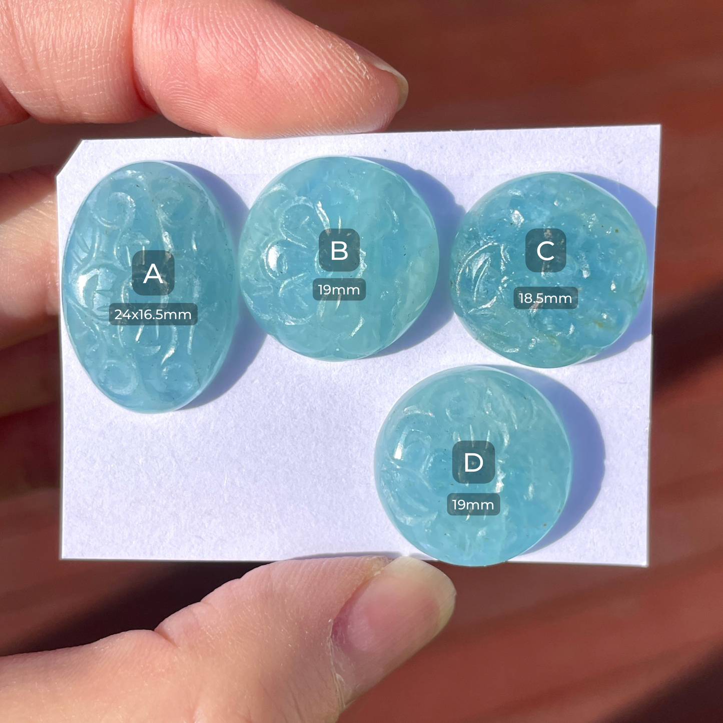 Aquamarine Flower Carved Cabochon - Choose your Stone (W10)