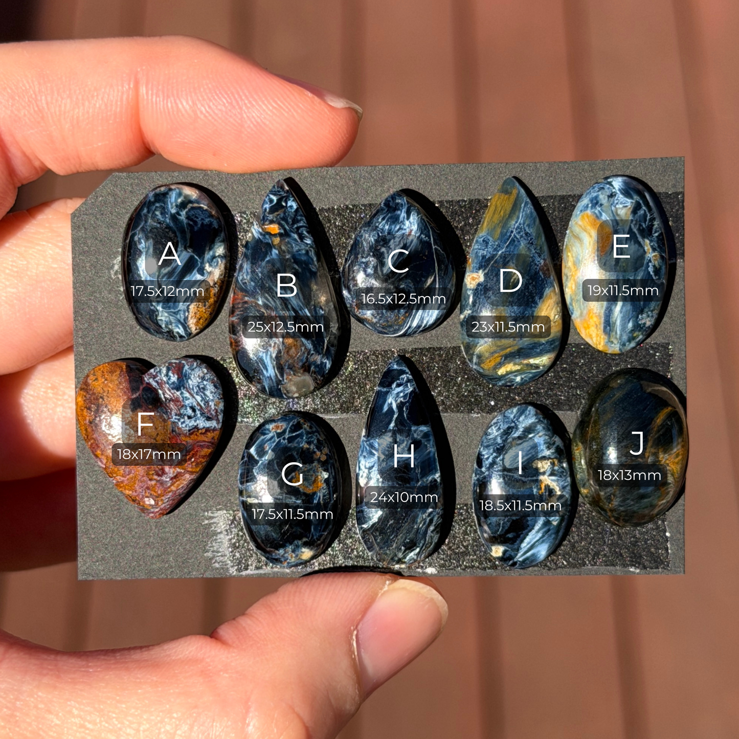 16-25mm Blue/Golden Pietersite Cabochon Smooth - Choose your Stone (W7)