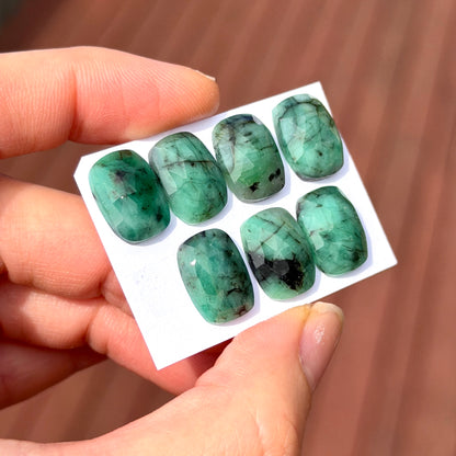 Emerald Rectangle Cabochon Rosecut - 14x10mm - Choose your Stone (W8)