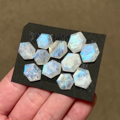 Rainbow Moonstone hexagonal Cabochon Step Cut - Choose your Stone (W3)