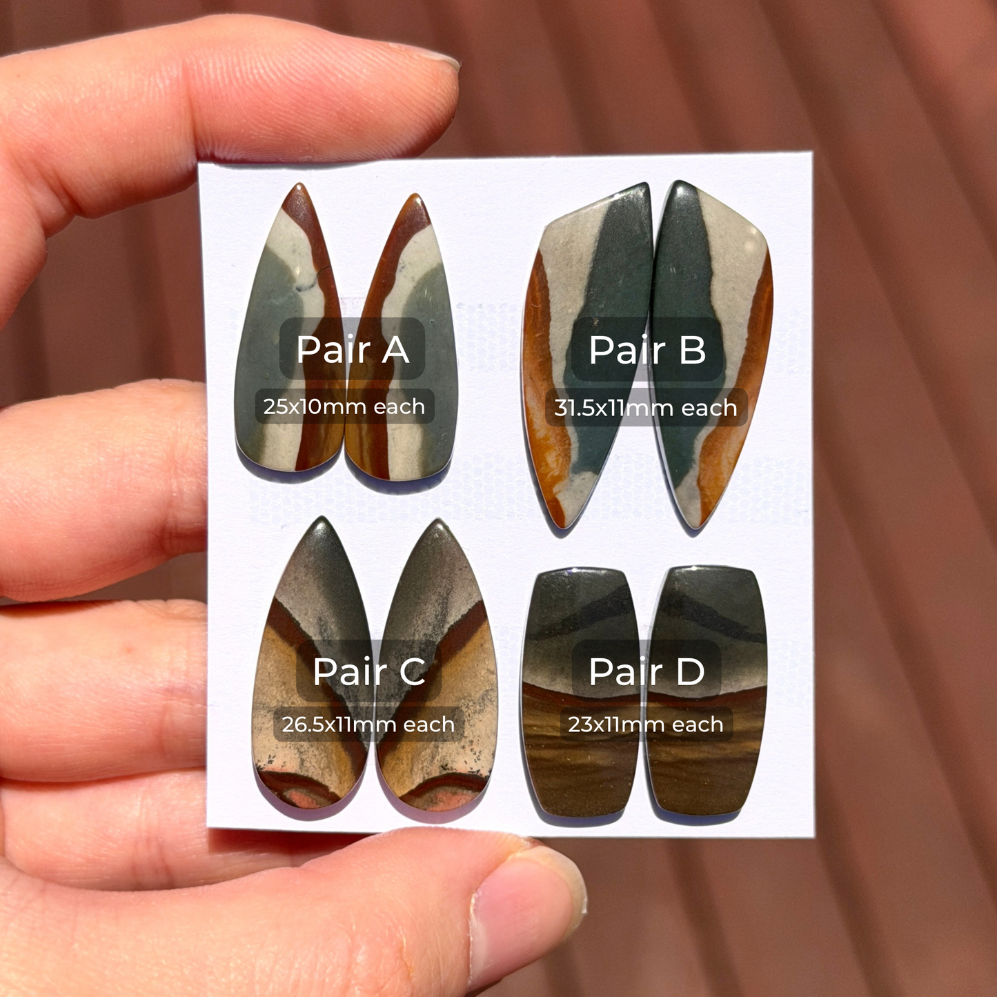 Scenic Polychrome Jasper Cabochon Pairs - Choose your Pair (W3-EY)