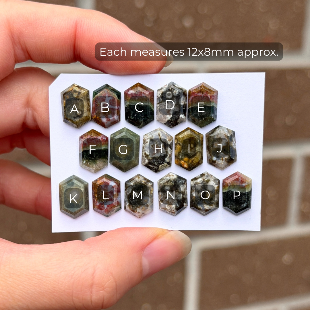 12x8mm Ocean Jasper Cabochon Hexagonal Step cut - Choose your Stone (W11)