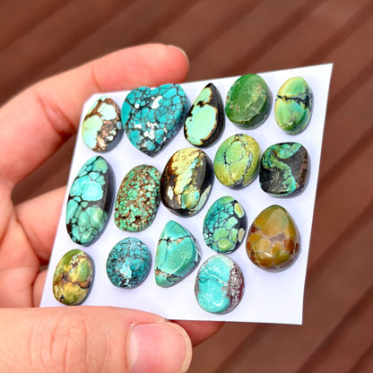 12-24mm Hubei Turquoise Cabochon Smooth (Backed) - Choose your Stone (W3)
