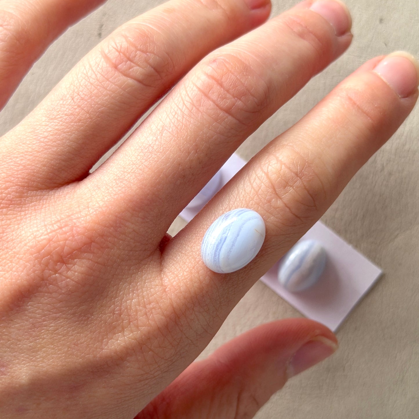Blue Lace Agate Cabochon Smooth Oval 14x10mm - Choose your Stone (W15)