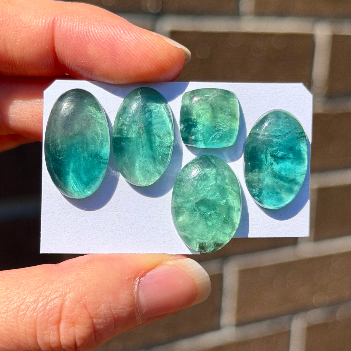 11-22mm Green Fluorite Cabochon Smooth - Choose your Stone (W7)