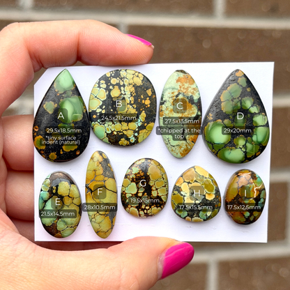 17-30mm Green Bamboo Mountain Hubei Turquoise Cabochon Smooth (Backed) - Choose your Stone (W13)