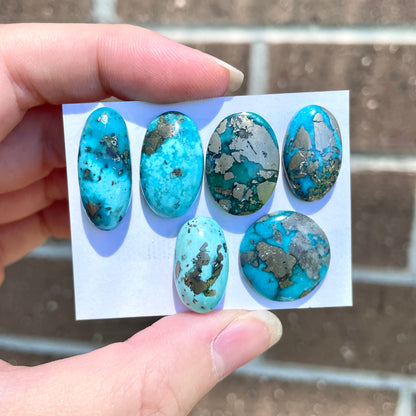 18-23mm Morenci Turquoise with Pyrite Cabochon Smooth - Choose your Stone (W5)