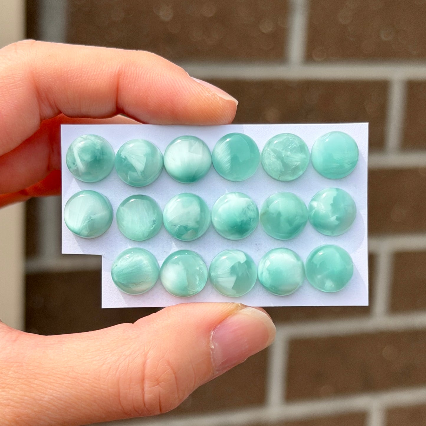 10mm Chatoyant Green Hemimorphite Round Cabochon Smooth  - Choose your Stone (W2)