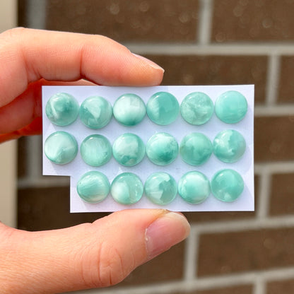 10mm Chatoyant Green Hemimorphite Round Cabochon Smooth  - Choose your Stone (W2)