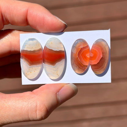 Red Botswana Agate Cabochon Pairs - Choose your Pair (W7)