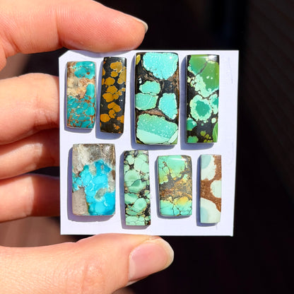 17-26mm Hubei Turquoise Rectangle Cabochon Smooth (Backed) - Choose your Stone (W14)