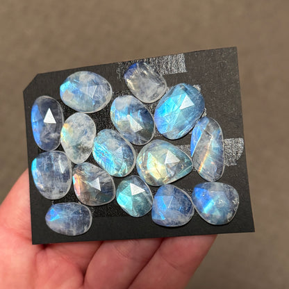 12-19mm Rainbow Moonstone Cabochon Rose cut - Choose your Stone (W8)