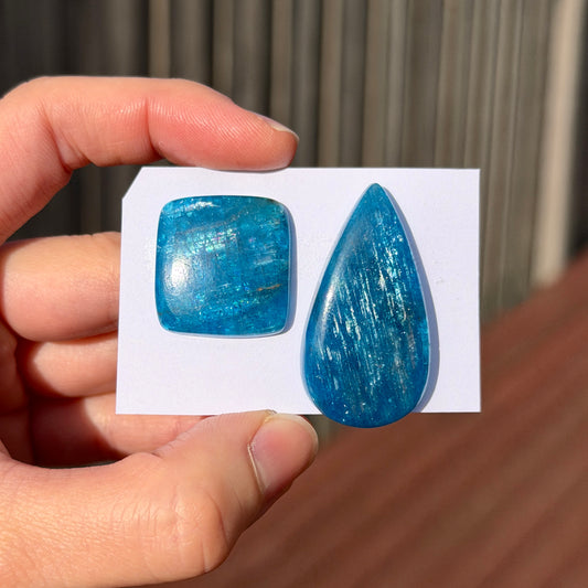 Neon Blue Apatite (Chatoyant) Cabochon Smooth - Choose your Stone (W15)