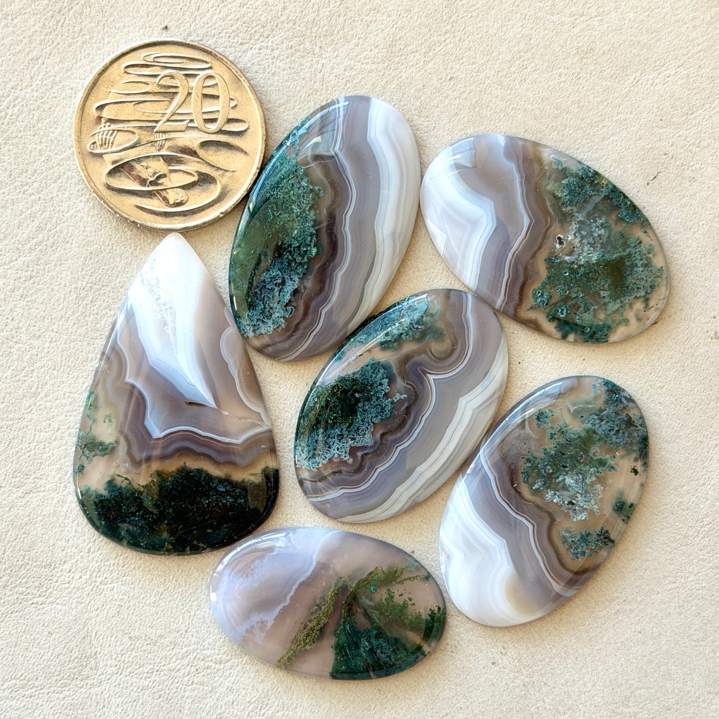 Moss Agate & Botswana Agate (Combo) Cabochon Smooth - Choose your Stone (W1)