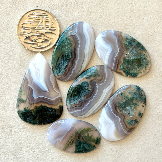 Moss Agate & Botswana Agate (Combo) Cabochon Smooth - Choose your Stone (W1)
