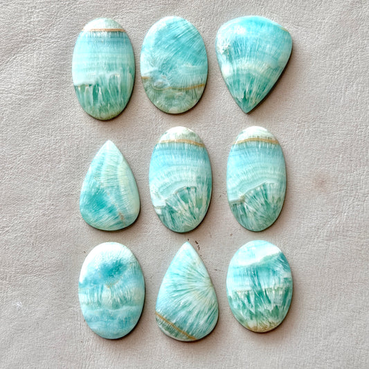 33-39mm Blue Carribean Calcite Cabochon Smooth - Choose your Stone (W12)