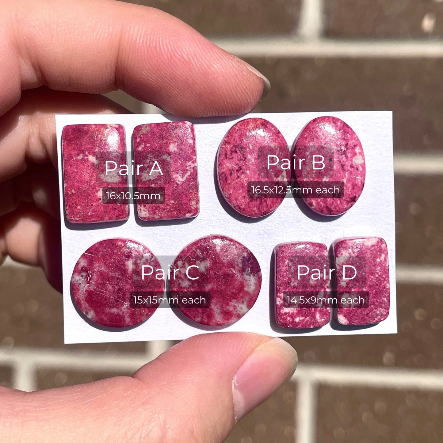 15-16mm Norwegian Thulite Cabochon Pairs - Choose your Pair (W9)