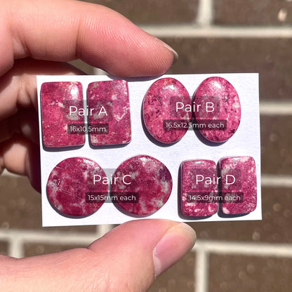 15-16mm Norwegian Thulite Cabochon Pairs - Choose your Pair (W9)