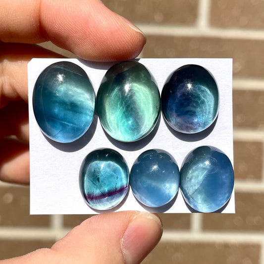 Belgian Teal Fluorite Oval Cabochon Smooth - Choose your Stone (W5)