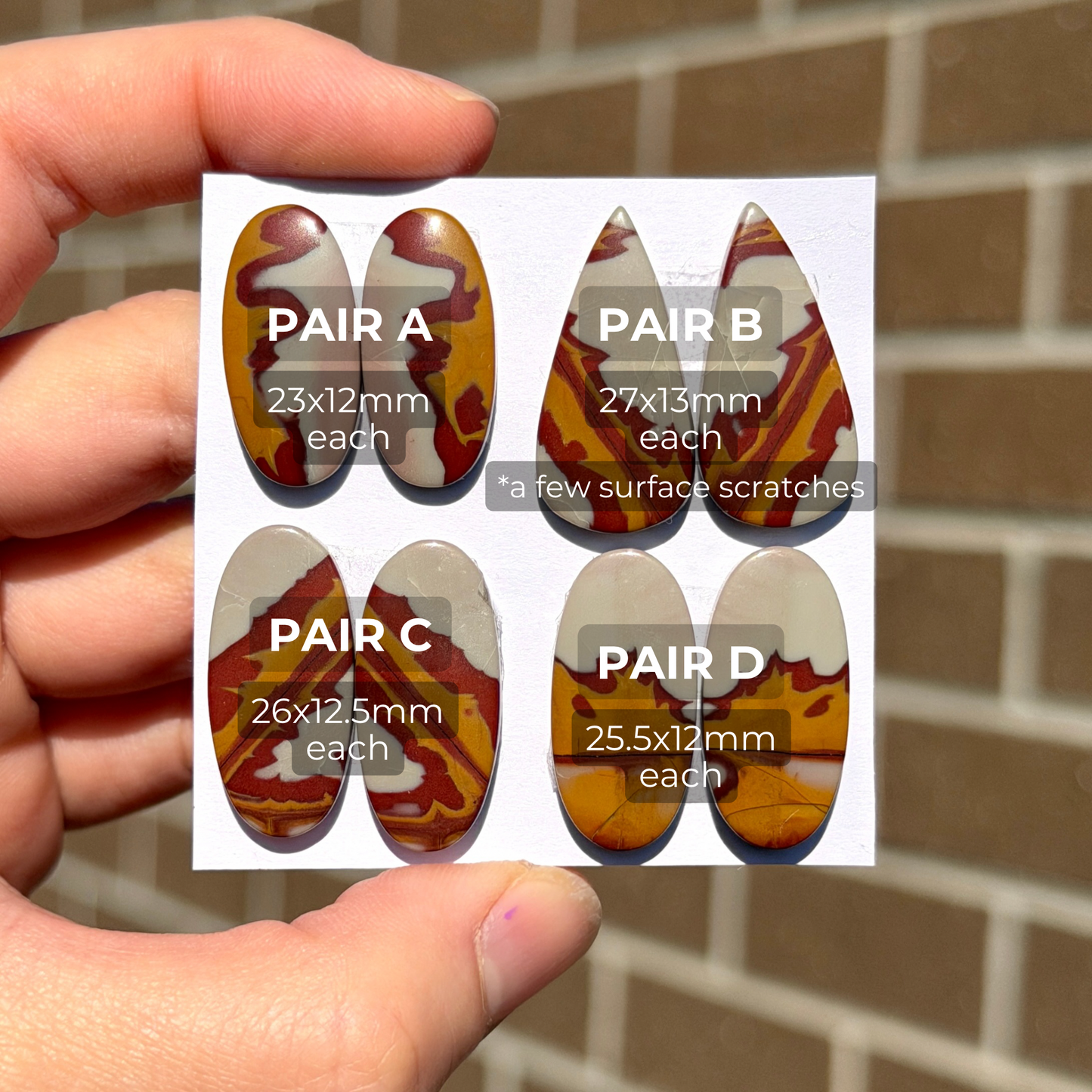 Australian Noreena Jasper Cabochon Pairs - Choose your Pair (W14)